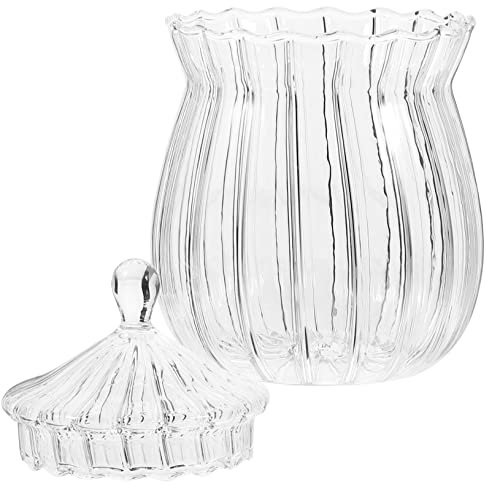 MUCKLILY Zuckerdose Aus Glas Lebensmittelspender Keksdosen Glas Vorratsdosen Für Trockenfutter Vorratstank Für Die Küche Wattestäbchenglas Lebensmittelbehälter Kekszuckerdose Tee Buffet