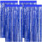 4er Pack Lametta Vorhänge Glitzer - Ajerg Metallic Tinsel Vorhänge Party Deko, Wiederverwendbar Foto Hintergrund Folien Fransen Luftschlangen Deko für Geburtstag, Hochzeit, Disco, Neujahr (Blau)