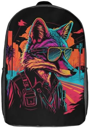 3D Red Fox Spy Gangster 17-Zoll-Schulrucksack für Studenten, Freizeitrucksack für Kinder, Tagesrucksack, Büchertasche, Wandern, Sport, Outdoor, Arbeit, Reisen, Laptoptasche