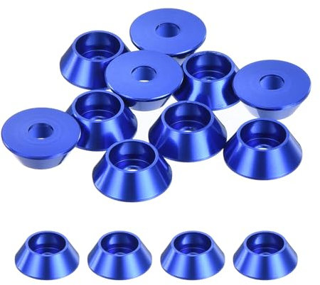 sourcing map M3 Cone Cup Washers,Anodized Aluminum Gaskets Cup Head Washer Gasket for Screw RC/FPV/PC/Drone/Mechanical Accessories Model Parts, Pack of 10 (Dark Blue)