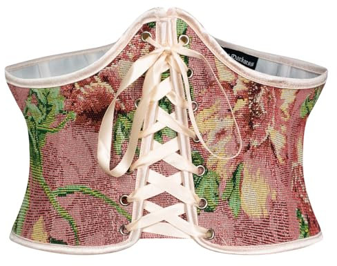 SCARLET DARKNESS Ceinture Corset Femme À Lacets Punk Large Waspie Ceinture Médiévale Fleurs Roses 42