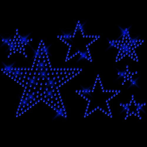 Glitzerdeals Bügelbilder Karneval Strass Sterne Set A5 blau Stern Aufbügler für Textilien Sterne Bügelmotiv für Textilien Strass Bügelbild
