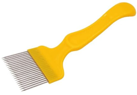 Namvo Rostfritt stål Uncapping Gaffel, Bigaffel, Honungskam, Honungsgaffel, biodling honungsskrapa spade, biodlingsutrustning, tillbehör, biodlingsverktyg, gul, 1 styck