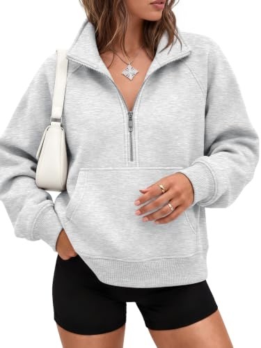 AUTOMET Damen Ezau191 Sweatshirt | Modische Herbstkleidung 2026, bauchfreie Hoodies, niedliche Y2K-Oberteile, Viertelreißverschluss, Winter-Loungwear-Outfits