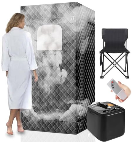 Sauna Portatil Cuerpo Completo 3L Sauna Portátil Vapor con Temporizador y 9 Temperatura, SPA Sauna Portatil Finlandesa, 1000W Sauna de Vapor Portatil para Baños de Sauna, Sudoración, Desintoxicación