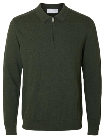 SELECTED FEMME Herren Slhberg Ls Half Zip Polo Noos Slhberg Ls Half Zip Polo Noos (1er Pack)