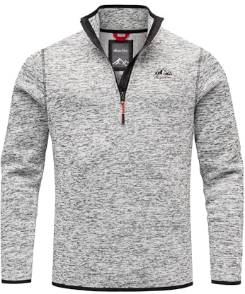 Amaci&Sons Herren Troyer Strickfleece Sweatjacke Männer Pullover Sweatshirt Fleecejacke 4080 Grau 3XL