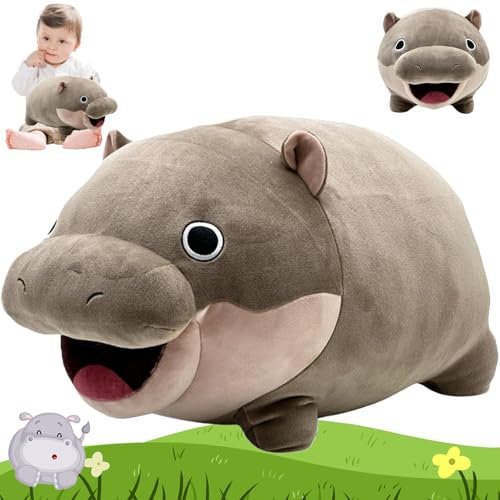 HBSFBH Moo Deng Plüschtier, Moo Deng Plüschpuppen, Süßes Zwergflusspferd Plüschtier, Mo-o De-ng Hippo Plush, Niedliches Zwerg Hippo PlüS-chtier, Mo-o De-ng Zwergflusspferd, Für Kinder Und Erwachsene
