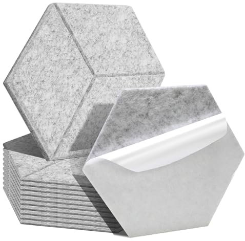 Ansobea 12 Stück Akustik Panel 30x26x0.9cm Akustikpaneele Wand Grau Gefühlt Gerillte Akustikschaumstoff für Tonstudio, Büro,Studio und Wanddekoration