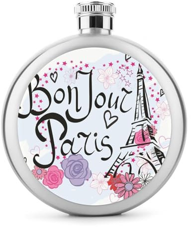 Flacon De Hanche En Acier Inoxydable Tour Eiffel Paris Flasque À Alcool Bouteille De Whisky De Poche Pour Vodka Rum 9x9cm