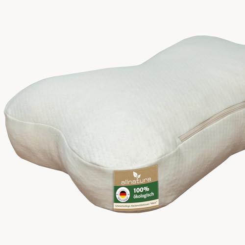 allnatura Schmetterlingskissen-Nackenstützkissen Alata – ergonomisches Butterfly Kissen mit 100% Naturlatex-Flocken – individuell anpassbar & atmungsaktiv – mit waschbarem Bezug – Made in Germany