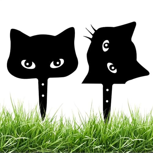 Acunny Cat Garden Stage, Cat Yard Stakes,Decoración de patio de gato de metal al aire libre | Adornos de decoración de paisaje, Gatito de figura hueca al aire libre para césped, piscina, patio