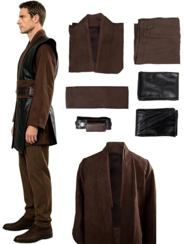 Anakin Skywalker-Kostüm für Erwachsene, Herren, Tunika, Robe, Obi-Wan, Cosplay, Hose, Schärpe, Gürtel, Zubehör, Outfit