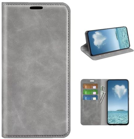 COQUE Etui pour ASUS ROG Phone 9 Pro, de téléphone en Cuir Ultra-Mince, étui à Rabat avec Fente pour Carte, étui en Cuir pour ASUS ROG Phone 9 Pro-Grigio