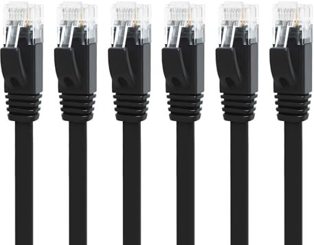 Yauhody Cable Ethernet 5m 6pack, 1000Mbps RJ45 Cable de Red Cat 6 Plano, Gigabit Internet Cable Lan Alta Velocidad para Switch, Router, Módem, PS5, Laptop, TV, más rápido que Cat 5 (Blanco)