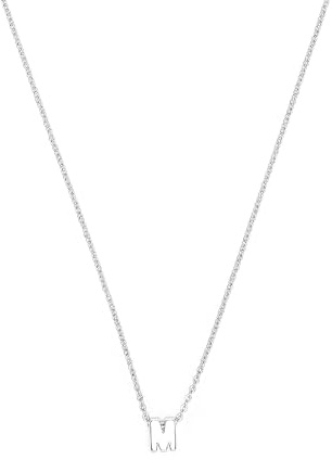 LUXENTER Personalisierbare Halskette mit Rhodium-Finish, Buchstabe M. Farbe: Silber, Damenschmuck, Modell Alphabet