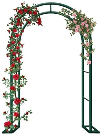 Verzinkt Gartenbogen Metall,Gartenbogendekoration aus Metall，Gartenbogen,Geteiltes Design für einfache Installation,Für Kletterpflanzen Freistehend Pflanzen Rankhilfe Rankgitter Rosengestell(Grün,1.4m