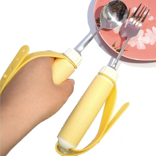 Kit De Cuchara Y Tenedor Giratorio De 360° - Cubiertos para Ancianos, Artritis, Accidente Cerebrovascular Y Agarre Débil - Utensilio para Comer Adaptable