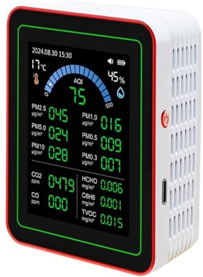 Air Quality Monitor 18 In 1 Air Quality Detector Real Time Air Detector Air Quality Meter For Home Office Car(Bianco)