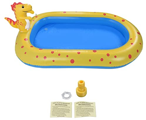 OVAQUIXI Piscine D'arrosage Dinosaure, Piscine Gonflable 3 en 1 pour Enfants – Centre de Jeux Aquatiques, à Balles, Baignoire – Parfaite pour Les Cours Intérieures ou Extérieures