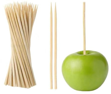 100PCS Wooden Skewers Sticks 4mm x 15cm for BBQ – Natural Kebab Sticks for Grilling, Burger, Candy Floss, Fruit – Disposable Wood Skewers