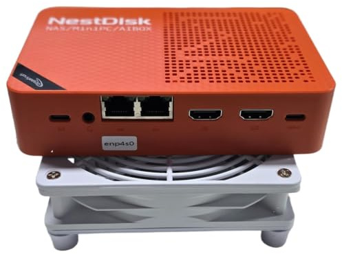 youyeetoo Nest Disk NAS & Mini PC con Intel N150-4-Bay NVMe fino a 16 TB, RAM DDR5 da 12 GB, Dual 2.5 GbE/WiFi 6, 3 x 4 K output, pre-Installed OMV for Home/Office (12 GB+64 GB+512 GB, arancione +