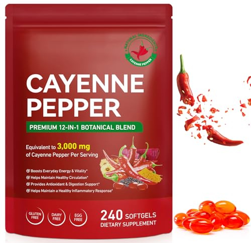 Cayenne Pfeffer Kapseln 240 Stk mit Traubenkern, Weißdorn & Rote Bete - Hochdosiert mit Vitamin E, D3, K2 für gesunde Venen und starkes Herz