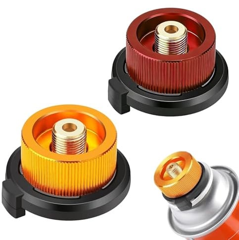 BIVYAX 2 Stück Gaskartuschen Adapter Set, Universeller Gas Adapter für Campingkocher von und Gaskartuschen, Kompaktes Adapter-Set für Picknick, Outdoor, Wandern und Reisen