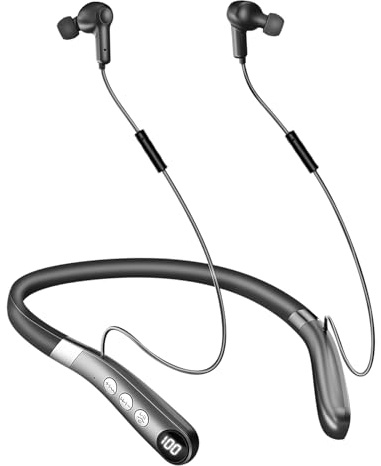Bluetooth Neckband Digital Sound Amplifier – Rechargeable Wireless Personal Audio Enhancer with Noise Reduction, Hands-Free Streaming, LED Display & All-Day Comfort