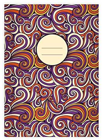 Kartenkaufrausch 4 Coole 70er Jahre Doodle DIN A4 Schulhefte, Schreibhefte mit Wellen in lila Lineatur 20 (blanko Heft)