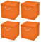 Stick&Shine 4X Aufbewahrungs Korb Orange Faltbox 30 x 30 x 30 cm Regalkorb faltbar mit Kordel und mit Deckel
