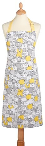 KitchenCraft 'Yellow Sheep' Adjustable 1% Cotton Novelty Cooking Apron - Yellow / Grey / White