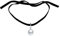 Yumilok Frauen Damen Mädchen Choker Kette Halskette mit Perlen Anhänger Schwarz Samt Halsband Halsband Schön Geschenk
