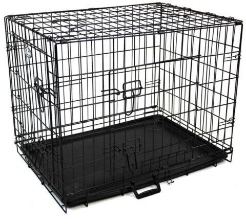 Black Metal Dog Training Cage with Removable Tray, 60 x 46 x 51 cm (24 inch)