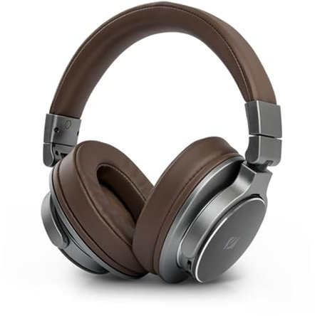 Muse M-278 BT - Auriculares Bluetooth (reproducción inalámbrica hasta 12 Horas, Plegables, Auriculares Integrados), Color Gris y marrón