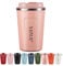SUNTQ Reusable Coffee Cups Travel - Coffee Travel Mug with Leakproof Lid - Insulated Cup Thermal Mug - Stainless Steel Coffee Travel Cup - for Hot and Cold Drinks, 13oz/380ml, Coral Pink