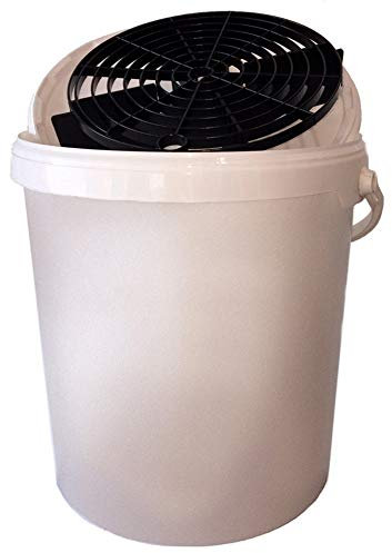 AUTO-STYLE Seau Lavage de Voiture 15L Blanc + Couvercle + Grit/Grille