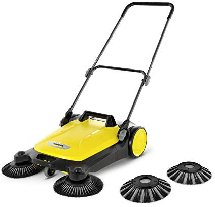 Kärcher Kehrmaschine S 4 Twin 2-in-1, gelb/schwarz, (Max. Flächenleistung: 2400m²/h, 2 Seitenbesen, Kehrbehälter: 20 l, Arbeitsbreite: 680 mm) + Seitenbesen-Set für feuchtes Kehrgut