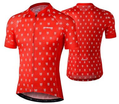 INBIKE Fahrradtrikot Herren Kurzarm Atmungsaktiv Sommer Radtrikot Trikot für Fahrrad Rennrad T Shirt Fahrradbekleidung Laufen Rot L