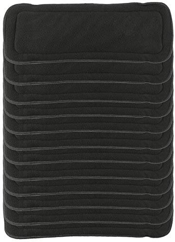 Babywindeln Waschbare Bambuskohle Windeln Wiederverwendbare Baby Windel 4 Schichten Stoffwindel Einlagen-Schwarz-12PCS