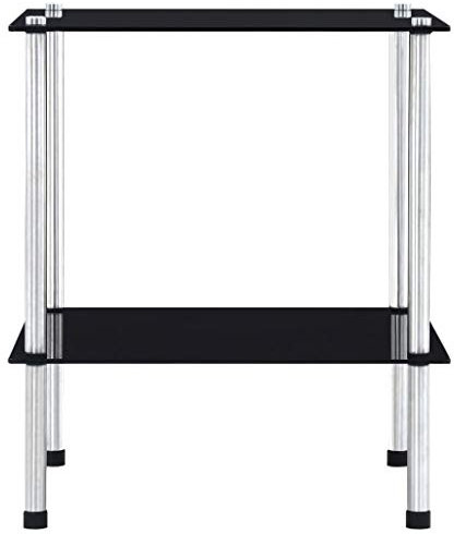 Festnight Regal mit 2 Ebenen Bücherregal Glasregal Standregal Dekoregal Glasvitrine Wandregal Schwarz 40 x 40 x 47 cm Hartglas