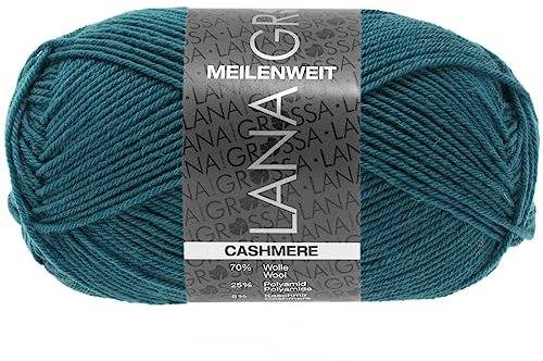 LANA GROSSA Meilenweit 50g Cashmere | Sockenklassiker, waschmaschinenfest | Handstrickgarn aus 70% Schurwolle (superwash), 25% Polyamid & 5% Kaschmir | 50g Wolle zum Stricken & Häkeln | 210m Garn FB42
