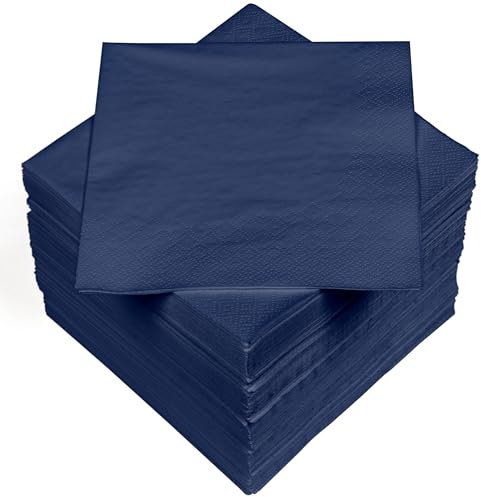HEKU 100 einfarbige Servietten, 3-lagig, 33x33cm I Einheitliche Qualität für Veranstaltungen & Gastronomie I Praktische 5er-Packung I Hoch saugfähig und stilvoll, dunkelblau
