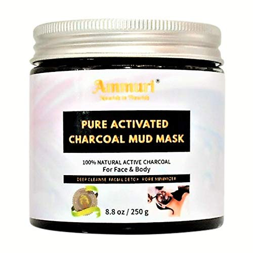 Pure Activated Charcoal Face & Body Mud Mask for Men & Women 250g – Pure Clay Black Charcoal Detox Face Mask, Deep Cleansing Skin Care & Excess Oil, 100% Natural & Organic
