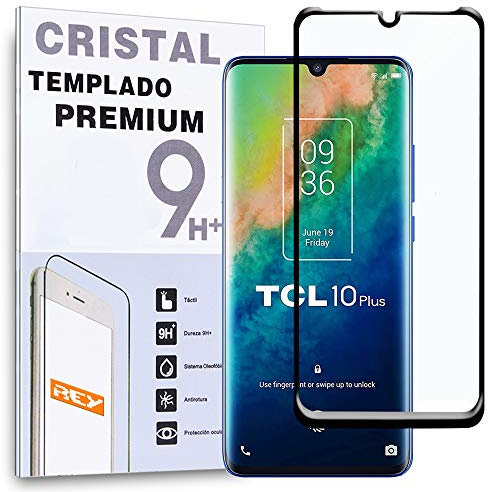 REY Pellicola salvaschermo 3D per TCL 10 Plus - TCL 10 PRO, Nero, Vetro temperato, Copertura Completa, Pellicola Protettiva Protezione Schermo, 3D / 4D / 5D