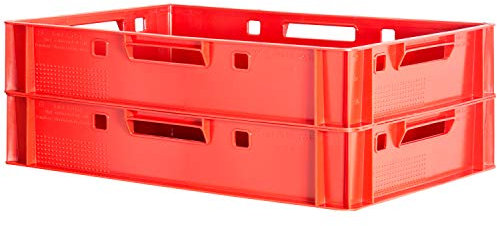 Fleischkiste E1 Fleischkiste Rot Fleischerkiste E1 Fleischkisten E1 Kiste E1 Fleischkiste Eurobox E1 Lebensmittelecht 60 x 40 Metzgerkiste E1 Auswahl Kingpower, Anzahl:2