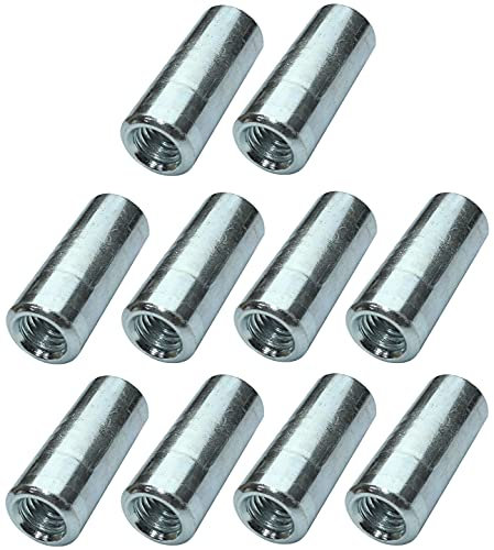 AERZETIX - Set di 10 dadi manicotti di accoppiamento M6x25x10mm filettato - manicotto prolunga cilindrico tondo - in acciaio zincato - C49628