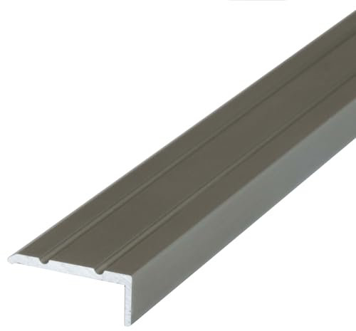 Dalsys Treppenkantenprofil selbstklebend 135cm x 25mm x 10mm aus Aluminium, Bodenprofil für Treppenwinkel Champagner