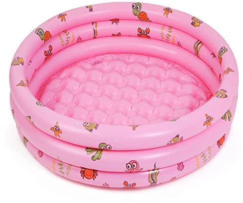 Highttoy Paddling Pool for Kids, 51 Inch Round Inflatable Baby Pool Outdoor Garden Water Play Swimming Pool Toys for Girls Toddlers Kids Pool Durable PVC 3 Individual Air Chambers, Pink(130 x 40cm)