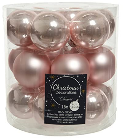 Weihnachtskugeln Glas 4cm x 18 Stück kleine Christbaumkugeln rosa